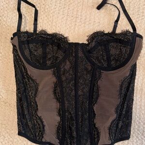 Black Lace Bustier with Underwire Support